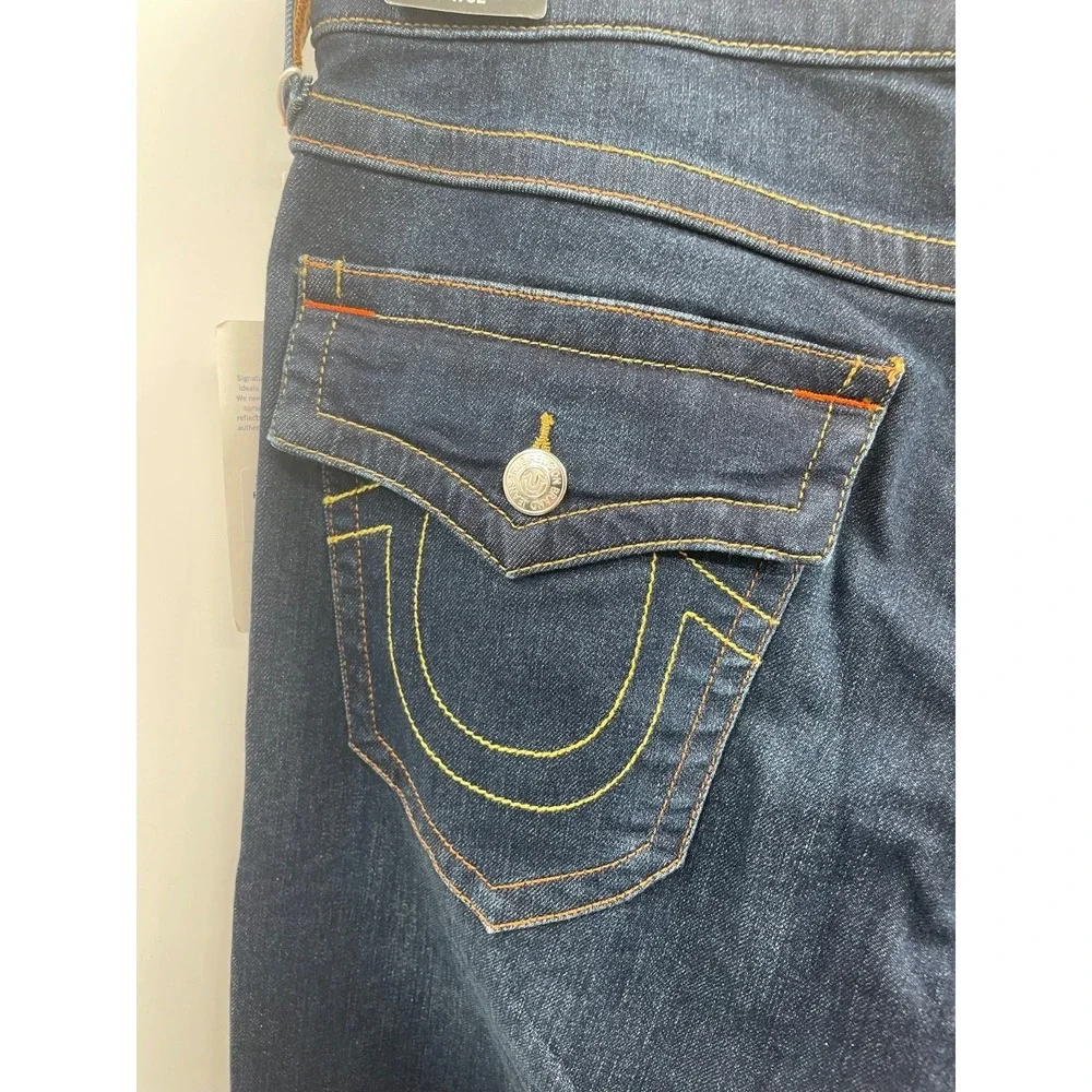 NWT True Religion Ricky‎ Flap Jeans Men 32 Dark Washed Blue 5-Pocket Relaxed Fit